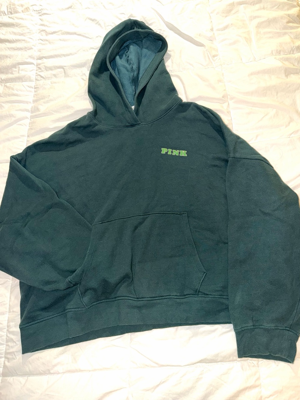 PINK Victoria's Secret Womans Forest Green Hoodie Sweatshirt XXL